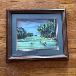Vintage 3D Golf Artwork Diorama Signed Reza Navaki Wood Framed and double matted